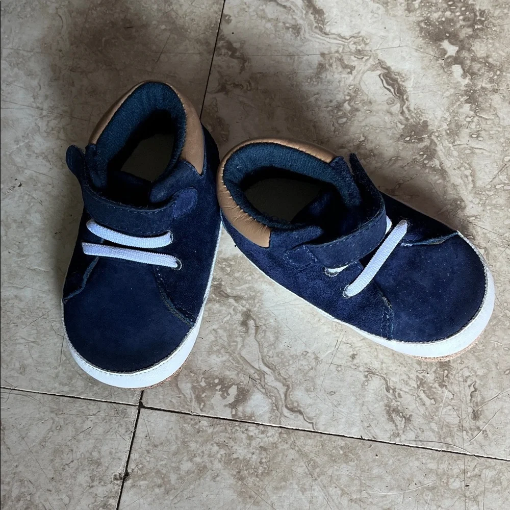 Cozy Navy Baby Walkers with White Trim